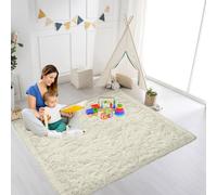 ZXIAOHUI Tapis de Chambre 90 x 480 cm Poils Longs, Super Doux, Antidérapant, Grand Tapis de Salon Poil Long Shaggy Lavable à 30 Degrés, pour Chambre, d'enfant, Blanc cassé