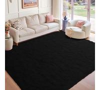 ZXIAOHUI Tapis de Salon 110 x 230 cm Doux et Moelleux, Intérieur Épais, Shaggy Descente de Lit Moderne Tapis Lavable à 30 Degrés, pour La Décoration de La Maison, Noir