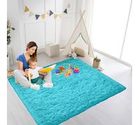 ZXIAOHUI Tapis de Salon 75 x 150 cm Dessous Antidérapant, Doux Au Toucher, Tapis Chambre Shaggy Salon Lavable Lavable à 30 Degrés, pour Chambre, Bureau, Couloir, Bebe, Bleu