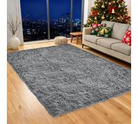 ZXIAOHUI Tapis Moderne à Poils Longs 65 x 100 cm Dessous Antidérapant, Pelucheux, Super Doux, Moelleux, Ne Perd Pas Ses Poils, Tapis Moelleux Salon, Tapiss Shaggy Doux, pour Maison Chambre, Gris