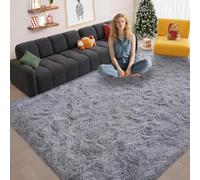 ZXIAOHUI Tapis Shaggy 50 x 75 cm Dessous Antidérapant, Pelucheux, Super Doux, Moelleux, Ne Perd Pas Ses Poils, Grand Tapis Moderne à Poils Longs, Tapiss de Salon, pour Maison Chambre, Gris