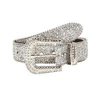 ZXJXZ Femmes Strass Punk Ceinture Brillant Sequin Large - Nouveauté Pour Jeans, Pantalons, Robes - Extensible Maigre Taille - Costume Pour La Fête, Shopping Quotidien, Argent