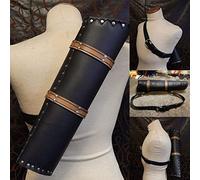 ZXKYZR8 Accessoires de Costume de Cosplay Médiéval, Rivet Décoration Cylindre Cuir Épaule-Dos Grande capacité Carquois Porte-flèche pour Arc à poulies Tir à l'arc Chasse