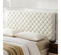 ZXLVCU Housse de Tête de Lit en Velours Extensible avec Rembourrage Matelassé 3mm Dos Élastique s'adapte à la Plupart des Têtes de Lit 120 150 160 180 190 200 210 220cm (Beige,210cm)