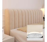 ZXLVCU Housses de Tête de lit, Élastique Housse de Protection avec Coussin De Dossier, Queen Size Velours Couvre-Tête De Lit (160cm,Khaki)