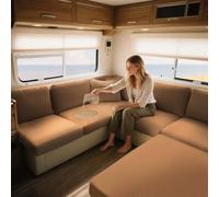 ZXLVCU Imperméable Housse Banquette Camping Car, Housses de Coussin Extensible De Siège pour Caravane, avec 2 Courroies (Dark Brown,W:150-190,D:65-95cm)