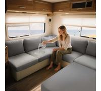 ZXLVCU Imperméable Housse Banquette Camping Car, Housses de Coussin Extensible De Siège pour Caravane, avec 2 Courroies (Dark Grey,W:150-190,D:65-95cm)