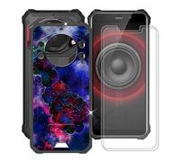 ZXLZKQ Coque pour Fossibot F101 (5.45") avec 2 X Protecteur D'écran en Verre Trempé, Ultra Fin Antichoc Anti-Rayures Cover Noir Souple Silicone Housse Etui pour Fossibot F101 - Nuage de Roses