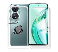 ZXLZKQ Coque pour Honor 90 Smart (6.80") avec 2 X Verre Trempé + Rotation 360 Degrés Anneau Support, Ultra-Mince Transparent Antichoc Silicone Souple TPU Housse Etui pour Honor 90 Smart