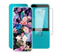 ZXLZKQ Coque pour Nokia 235 4G 2024 (2.80") avec Verre Trempé Protecteur D'écran, Transparent Antichoc et Anti-Rayures Case Souple Silicone TPU Housse Etui pour Nokia 235 4G 2024 - Mur de Fleurs