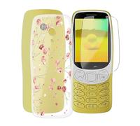 ZXLZKQ Coque pour Nokia 3210 2024 (2.4") avec Verre Trempé Protecteur D'écran, Transparent Antichoc et Anti-Rayures Case Souple Silicone TPU Housse Etui pour Nokia 3210 2024 - Camélia