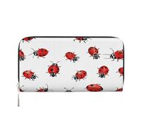 ZXMDZTSS Art Ladybug Tracks - Portefeuille en cuir véritable avec fermeture éclair pour femme avec poche pour téléphone - Pochette élégante pour un usage quotidien, les voyages et les cadeaux (design
