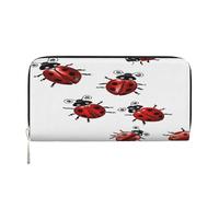 ZXMDZTSS Art Ladybug Tracks Print - Portefeuille en cuir véritable à fermeture éclair pour femme avec poche pour téléphone - Pochette élégante pour un usage quotidien, les voyages et les cadeaux