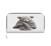 ZXMDZTSS Bear - Portefeuille à fermeture éclair en cuir véritable pour femme avec poche pour téléphone - Pochette élégante pour un usage quotidien, les voyages et les cadeaux (design portable de 20,1