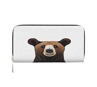 ZXMDZTSS Bear Print - Portefeuille à fermeture éclair en cuir véritable pour femme avec poche pour téléphone - Pochette élégante pour un usage quotidien, les voyages et les cadeaux (design portable de