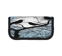 ZXMDZTSS Black Crow Birds - Trousse à stylos en toile - Design élégant bicolore | Organiseur de maquillage et de papeterie pour l'école, les voyages, Noir , Taille unique, Sac de voyage