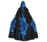 ZXMDZTSS Blue Flame - Cape à capuche pour adultes | Cape imprimée complète | Costume de fête | Fermeture à cravate en polyester