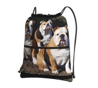 ZXMDZTSS Bulldogs anglais - Sac à dos avec cordon de serrage et fermeture éclair, imperméable, léger, pliable pour voyage, sport, gym, école avec sangles réglables.
