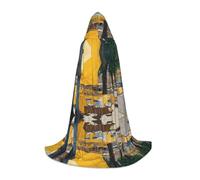 ZXMDZTSS Cafe Terrace at Night - Capes à capuche imprimées pour jeunes | Capes pour adolescents | Costume d'Halloween | Vêtements de fête réutilisables S