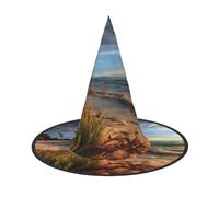 ZXMDZTSS Calm Coastal Scene - Chapeau d'Halloween imprimé pour adultes | Tenue de festival | Accessoire de costume de sorcière | Tissu Oxford 1 pièce