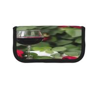 ZXMDZTSS Candles and Red Rose Wine - Trousse à stylos en toile - Design élégant bicolore | Organiseur de maquillage et de papeterie pour l'école, les voyages, Noir , Taille unique, Sac de voyage