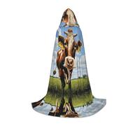 ZXMDZTSS Cape à capuche imprimée vache mignonne pour jeunes | Capes pour adolescents | Costume d'Halloween | Vêtement de fête réutilisable M