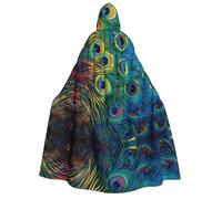 ZXMDZTSS Cape à capuche pour adultes avec imprimé paon coloré | Cape à imprimé complet | Fermeture à cravate