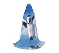 ZXMDZTSS Capes à capuche imprimé pingouin heureux pour jeunes | Capes pour adolescents | Costume d'Halloween | Vêtement de fête réutilisable M