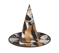 ZXMDZTSS Chapeau d'Halloween imprimé bouledogues anglais pour adultes | Tenue de festival | Accessoire de costume de sorcière | Tissu Oxford 1 pièce