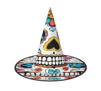 ZXMDZTSS Chapeau d'Halloween imprimé crâne pour adultes | Tenue de festival | Accessoire de costume de sorcière | Tissu Oxford 1 pièce