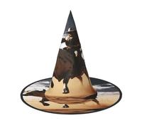 ZXMDZTSS Chapeau d'Halloween imprimé taureau cool pour adultes | Tenue de festival | Accessoire de costume de sorcière | Tissu Oxford 3 pièces