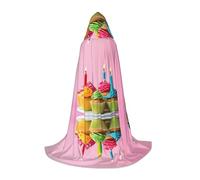 ZXMDZTSS Colorés Happy Birthday Cupcakes - Capes à capuche imprimées pour jeunes | Capes pour adolescents | Costume d'Halloween | Vêtements de fête réutilisables S