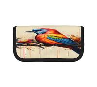 ZXMDZTSS Colorful Bird - Trousse à stylos en toile - Design élégant bicolore | Organiseur de maquillage et de papeterie pour l'école, les voyages, Noir , Taille unique, Sac de voyage