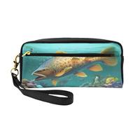 ZXMDZTSS Colorful Fish Under The Sea - Trousse à crayons et trousse de maquillage personnalisable en cuir synthétique - Organiseur compact pour étudiants, artistes, voyages, Noir , Taille unique, Sac