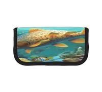 ZXMDZTSS Colorful Fish Under The Sea - Trousse à stylos en toile - Design élégant bicolore | Organiseur de maquillage et de papeterie pour l'école, les voyages, Noir , Taille unique, Sac de voyage