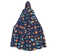 ZXMDZTSS Constellation Star Clusters Galaxies - Cape à capuche imprimée d'Halloween pour adultes | Cape imprimée complète | Costume de fête | Fermeture à cravate en polyester