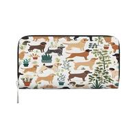 ZXMDZTSS Corgi Hawaiian Tropical Summer Ananas Portefeuille en cuir véritable avec fermeture éclair pour femme avec poche pour téléphone - Pochette élégante pour un usage quotidien, les voyages et les