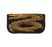 ZXMDZTSS Dragon jaune doré chinois - Trousse à stylos en toile - Design élégant bicolore | Organiseur de maquillage et de papeterie pour l'école, les voyages, Noir , Taille unique, Sac de voyage