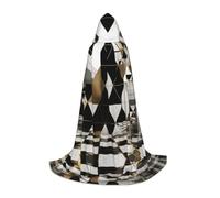 ZXMDZTSS Fashion Modern Black White Gold Triangles - Capes à capuche imprimées pour jeunes | Capes pour adolescents | Costume d'Halloween | Vêtements de fête réutilisables L