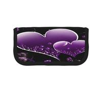 ZXMDZTSS Fashional Purple Hearts - Trousse à stylos en toile - Design élégant bicolore | Organiseur de maquillage et de papeterie pour l'école, les voyages, Noir , Taille unique, Sac de voyage