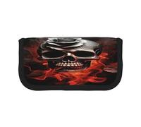 ZXMDZTSS Fire Skull Rose - Trousse à stylos en toile - Design élégant bicolore | Organiseur de maquillage et de papeterie pour l'école, les voyages, Noir , Taille unique, Sac de voyage