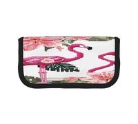 ZXMDZTSS Flamingo Bird Round Leaves - Trousse à stylos en toile - Design élégant bicolore | Organiseur de maquillage et de papeterie pour l'école, les voyages, Noir , Taille unique, Sac de voyage