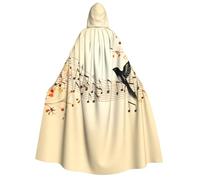 ZXMDZTSS Flying Bird Cape à capuche pour adultes Motif notes de musique | Cape imprimée complète | Fermeture à cravate