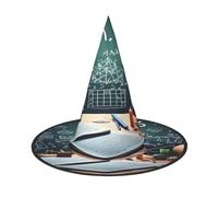 ZXMDZTSS Formulas Shapes Theory Math Leçon Word - Chapeau d'Halloween imprimé pour adultes | Vêtements de festival | Accessoire de costume de sorcière | Tissu Oxford 1 pièce