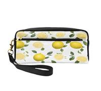 ZXMDZTSS Fresh Tropical Lemons - Trousse à crayons et trousse de maquillage personnalisable en cuir synthétique - Organiseur compact pour étudiants, artistes, voyages, Noir , Taille unique, Sac à dos
