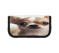 ZXMDZTSS Funny Chihuahua - Trousse à stylos en toile - Design élégant bicolore | Organiseur de maquillage et de papeterie pour l'école, les voyages, Noir , Taille unique, Sac de voyage