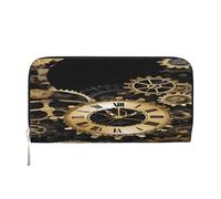 ZXMDZTSS Gears Clock Bronze Century - Portefeuille en cuir véritable à fermeture éclair pour femme avec poche pour téléphone - Pochette élégante pour un usage quotidien, les voyages et les cadeaux