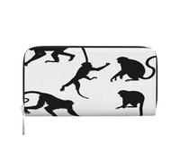 ZXMDZTSS Gibbon Monkey Portefeuille en cuir véritable à fermeture éclair pour femme avec poche pour téléphone portable pour un usage quotidien, les voyages et les cadeaux (design portable de 20,1 cm),