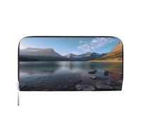 ZXMDZTSS Glacier National Park - Portefeuille en cuir véritable avec fermeture éclair pour femme avec poche pour téléphone - Pochette élégante pour un usage quotidien, les voyages et les cadeaux