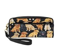 ZXMDZTSS Golden Retrievers - Trousse à crayons et trousse de maquillage personnalisable en cuir synthétique - Organiseur compact pour étudiants, artistes, voyages, Noir , Taille unique, Sac à dos